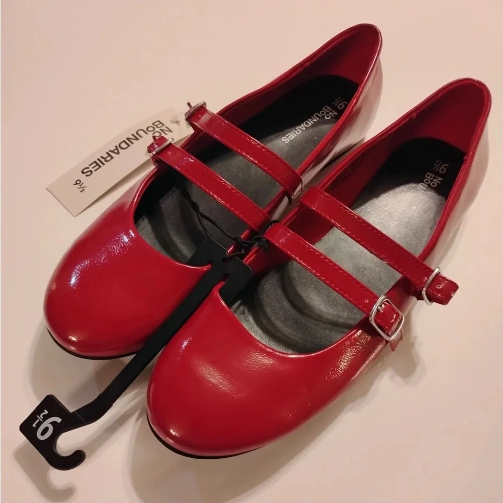 NWT! No Boundaries Women's Red Mary Jane Shoes Double Strap Size 10 - Picture 7 of 12